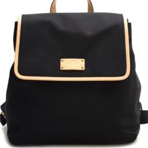 Kate Spade Black Kennedy Park Nylon and Leather Backpack